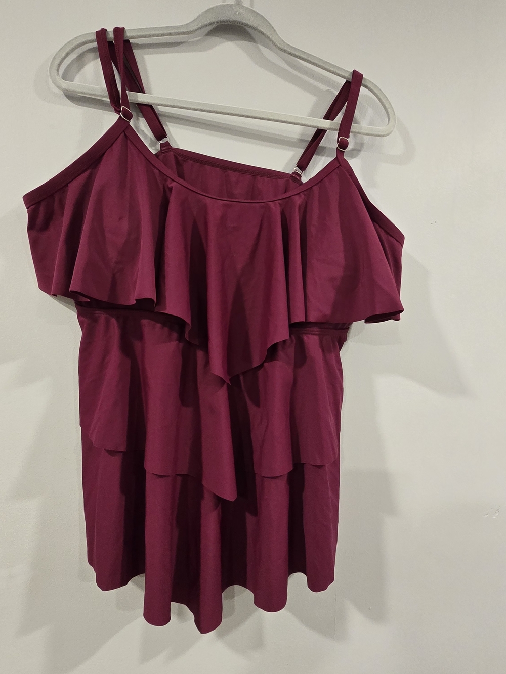 Layered Ruffle Camisole Tank Top - Burgundy